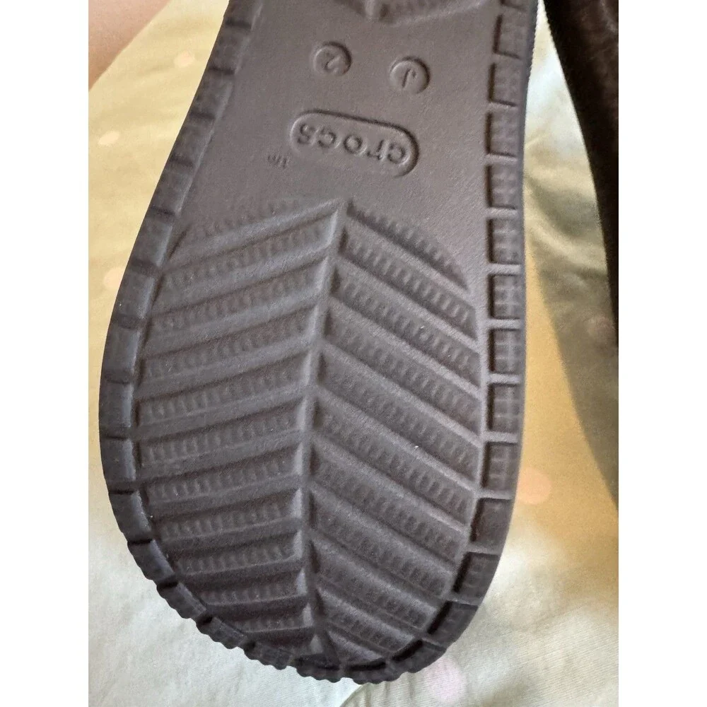 Youth Size 2 Crocs Slide Two Strap Black Rubber Sandals J2